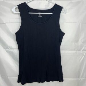 EUC Preswick & Moore women’s solid black ribbed textured sleeveless tank top L